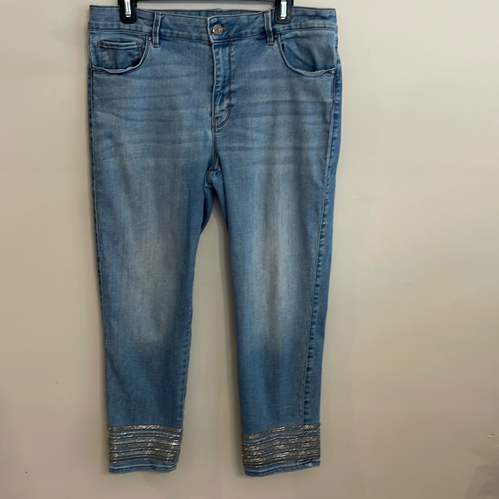 White House Black Market 14 slim embellished jeans